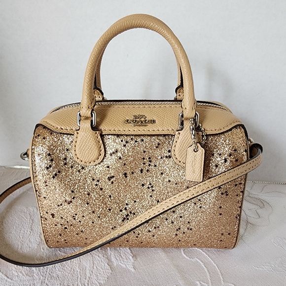 Coach 2Fer✨️Micro Bennet 2Way Satchel & Matching Wallet, EUC - Gold Glitter - Picture 7 of 17